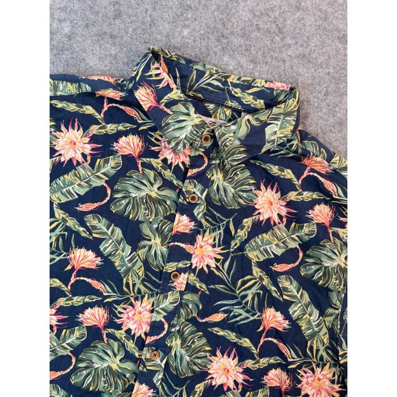 Sovereign Code Other - Sovereign Code Mens Medium Blue Tropical Floral Palm Leaf Short Sleeve Button Up